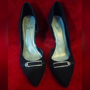 IMPO Black Heels w/Silver Buckle Accents - Size 7.5
